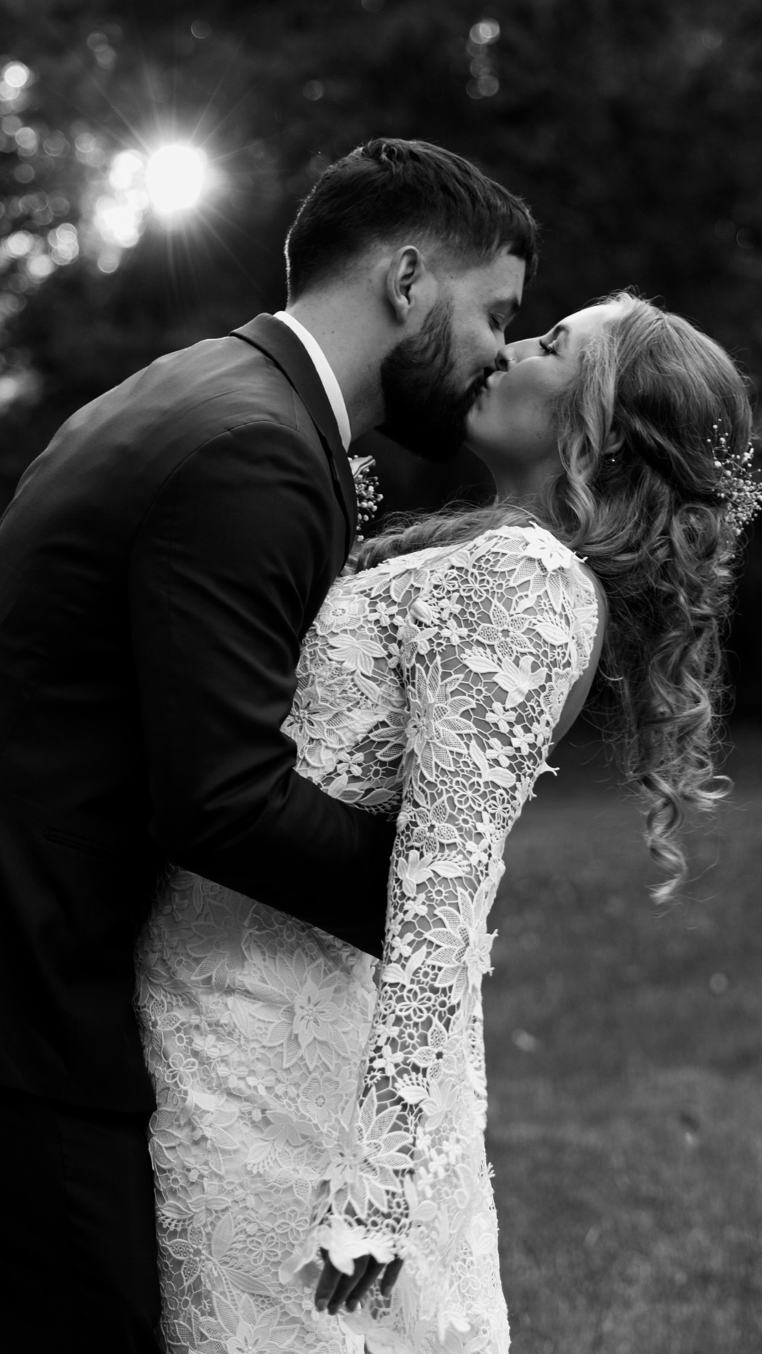 Intimate black and white couple kiss