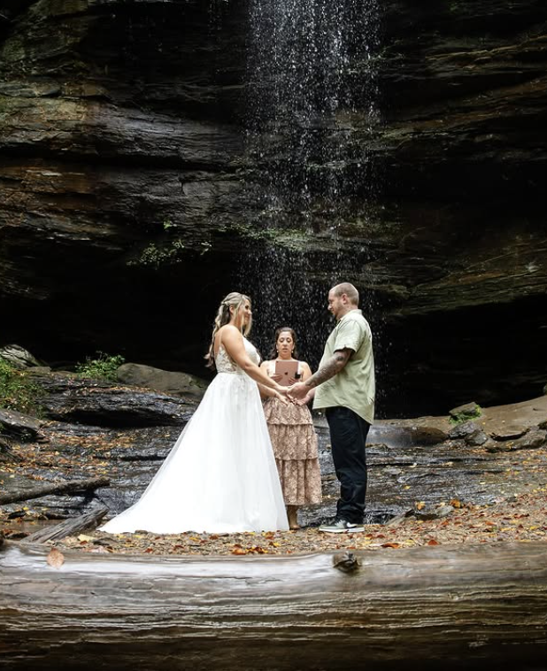 Wedding ceremony at waterfall cave